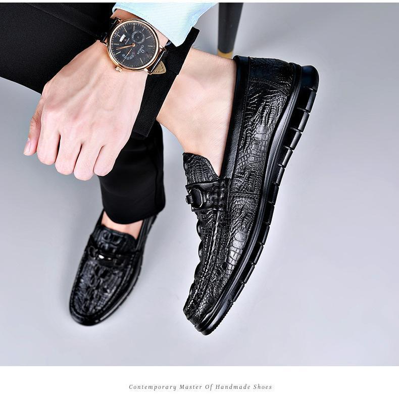 Men's leather embossed pattern casual shoes