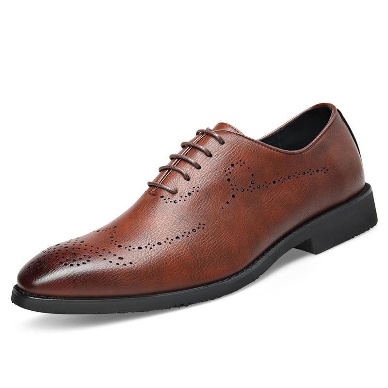 Italian handmade bullock breathable men's business banquet leather shoes