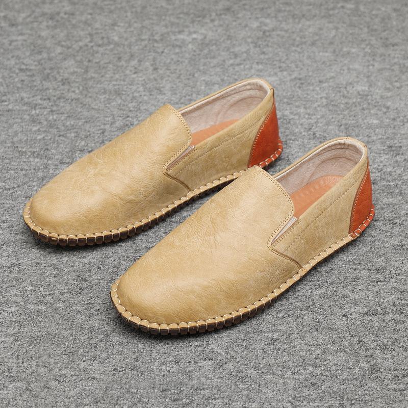 Handmade Top Quality Casual Flats Men's Genuine Leather Shoes Spring Summer 2023 Shallow Slip on Driving Shoes