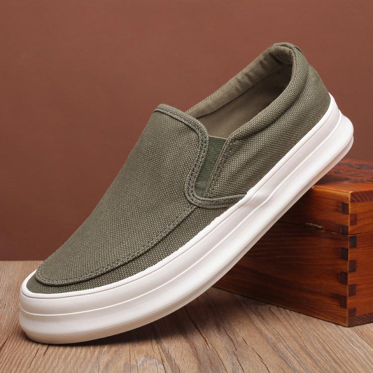 New Men's Casual Shoes Breathable Canvas Shoes Lightweight Soft Flat Shoes Outdoor