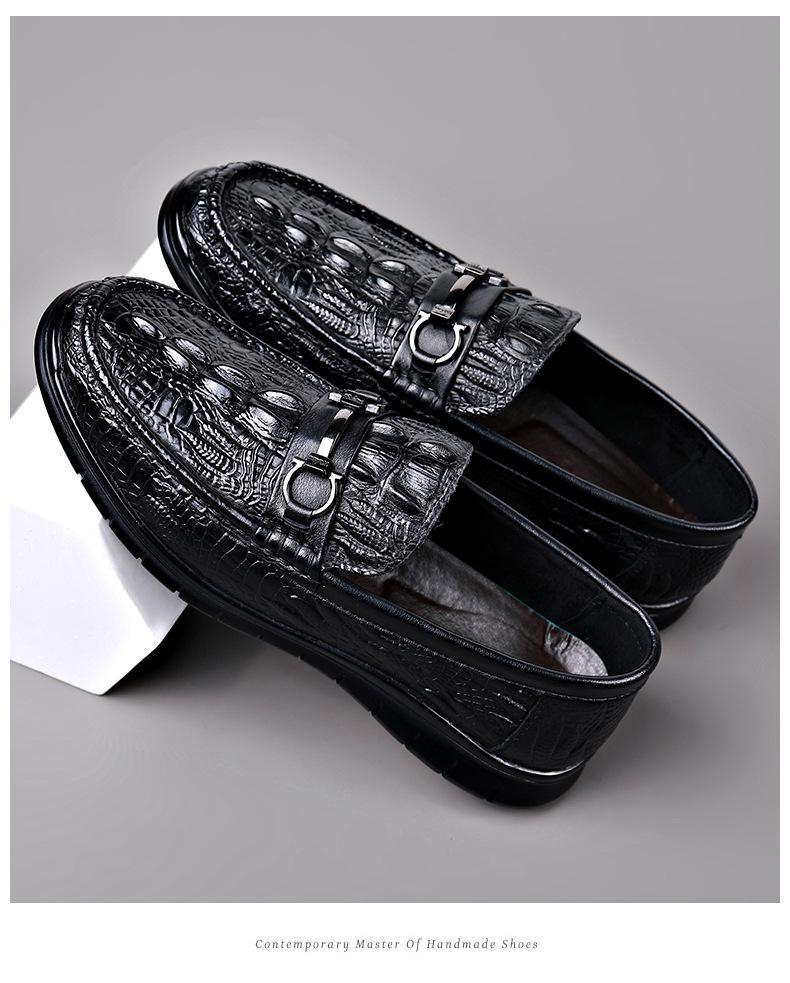 Men's leather embossed pattern casual shoes