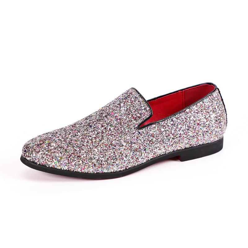 Sparkling Metallic Sequins Textured Slip-on Prom Luxury Wedding Dress Shoes