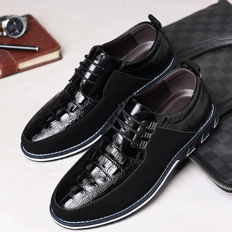 Crocodile texture leather fashion business casual shoes