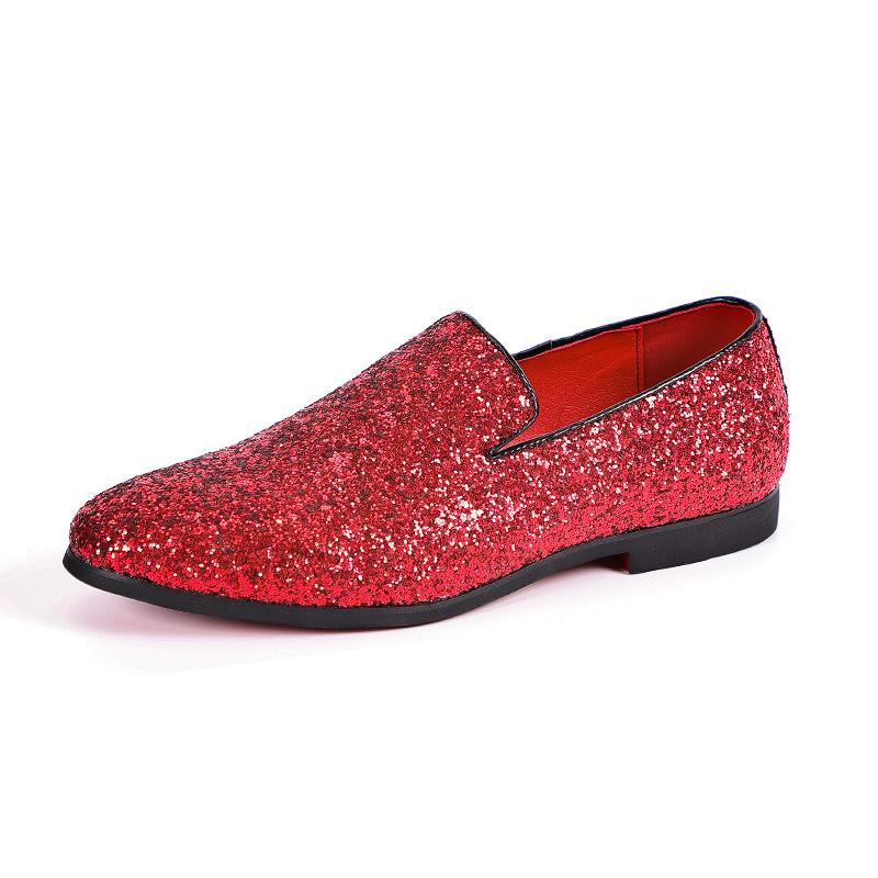 Sparkling Metallic Sequins Textured Slip-on Prom Luxury Wedding Dress Shoes