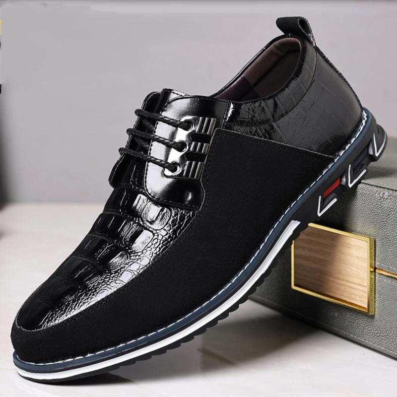 Crocodile texture leather fashion business casual shoes