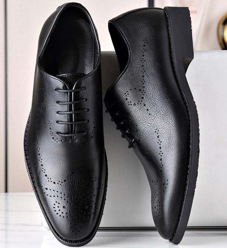 Italian handmade bullock breathable men's business banquet leather shoes