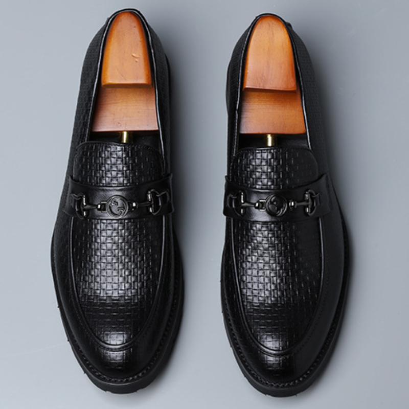 Italian hand-woven textured men's business shoes